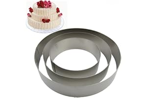 TAMUME Acciaio Inossidabile Anelli per Torte per Muffa di Torta Mousse Ring Mold Ideale per Set di Muffa Torta di Matrimonio e Stampo di Dessert - Set di 3 (Cerchio)
