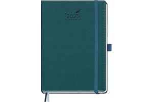 BEZEND Agenda Settimanale 2025 Verticale A5 Carta da 100 g/m², Scheda Mensile, Portapenne e Tasca Interna | 15,5 x 21,5 cm Copertina Rigida in Pelle PU - Verde Scuro