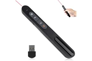 KCLKDA Presentation Clicker for PowerPoint Remote, Rechargeable PowerPoint Clicker 328FT Wireless Presenter Remote 2.4GHz USB Hyperlink Volume Presentation Clicker for Computer Laptop Mac(Black)