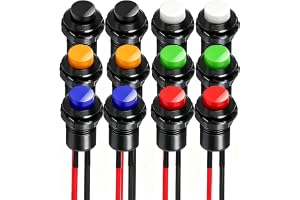 Gebildet 12 st 12 mm Förtrådad Spärrknapp Strömbrytare SPST På/Av AC 250 V/1,5 A 125 V/3 A, Låsbar Mini Rund Vippströmbrytare
