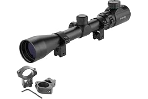 Aufun Cannocchiale da puntamento tattico 3-9X40mm Mirino ottico compatto Reticolo Mil-dot impermeabile e antiurto con supporti per binari per caccia di balestra tattica e sport