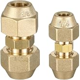 2 x 1/4" 3/8" Hose Extension with Dual Nozzle Connecting Air Conditioner Copper Tube with Coupling Nut