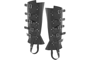 rockible Medieval Leather Leg Guards Viking Shin Greaves Guard Knight Boots Cover for Pirate Festival Halloween LARP Cosplay Costume