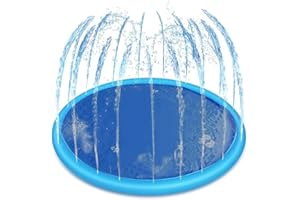 LEIRUO Tapis d'arrosage Splash pour chiens,Splash Pool Water Sprinkler Tapis de pulvérisation d'eau pour chien piscine épaisse et durable pour animaux de compagnie jouets d'eau d'été pour l'extérieur (150CM)