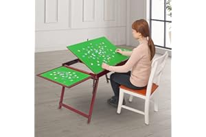 WESTHL Wooden Jigsaw Puzzle Folding Table for Adults and Kids,Portable Puzzle Folding Table with Non-Slip Surface Tilting Board for Games or Gift for Puzzle Amateur (1000 Pcs with Boards)