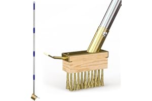 PCVANLEY Brosse de Jardin en Acier Inoxydable de 150 cm pour enlever la Mousse, Convient pour Nettoyer Les terrasses, Les allées, Les pavés en Blocs