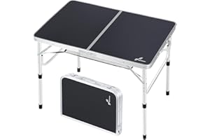 Sportneer Składany stół kempingowy, z regulacją wysokości, mały, przenośny stół kempingowy (60 cm dł. x 40 cm szer., 2 wysokości, z półką z siatki, do użytku na zewnątrz
