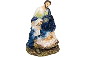 Kaltner Präsente Idea de Regalo – 15 cm Santa Familia María José con Jesús Niño Belén Bloque de Belén – Figuras pintadas a Mano sobre Pedestal – A de Resina fundida – Decoración para