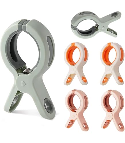 10 Strandtuch-Clips - Orange/weiß, Große Klammern Für Handtücher, Decken & Kleidung, 9 Cm, Strapazierfähig