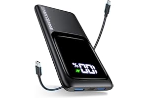 ACMAKER Power Bank, Ultra Silm Portable Charger 10000mAh with Large LED Display, 3A USB-C Input/Output & 2 USB-A Output Power Bank Fast Charging Compatible iPhone Samsung Pixel Xiaomi AirPods etc