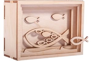 Rayher DIY Geldgeschenk Verpackung "Fisch" für Kommunion, Konfirmation und Taufe, 3D Geschenkbox aus Holz zum Gestalten, 13-teilig, 11,5x8,5x5cm, Box 1Set, FSC Mix Credit, 62925505, Natur