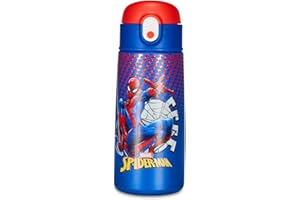 SEVEN Borraccia Termica Borraccia SPIDER-MAN - per Bambini con Cannuccia 460 ML NO BPA - Asilo, Scuola Elementare - Acciaio Inox, Mantenimento Temperatura fino a 24h
