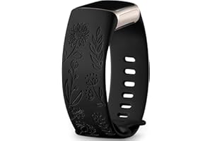 Epova Sonnenblume Gravierte Armband kompatibel mit Fitbit Charge 6 Armband/Fitbit Charge 5 Armband Damen Herren, Weiche Sport Silikon Ersatzarmband für Charge 6 Armband/Charge 5 Armband
