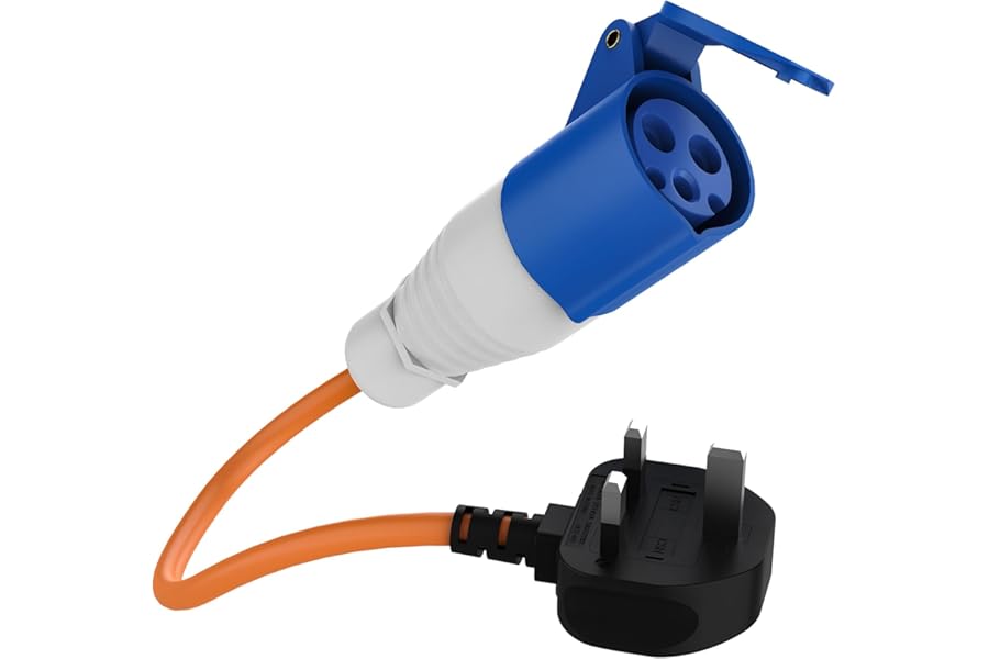 16amp to 13amp Adapter, 250V 3 Pin Plug UK Camping Electric Hook up Cable, Caravan Hook Up Cable, Motorhome Essentials, Heavy Duty Converter for Camping, Campervan, Motorhome & Boats