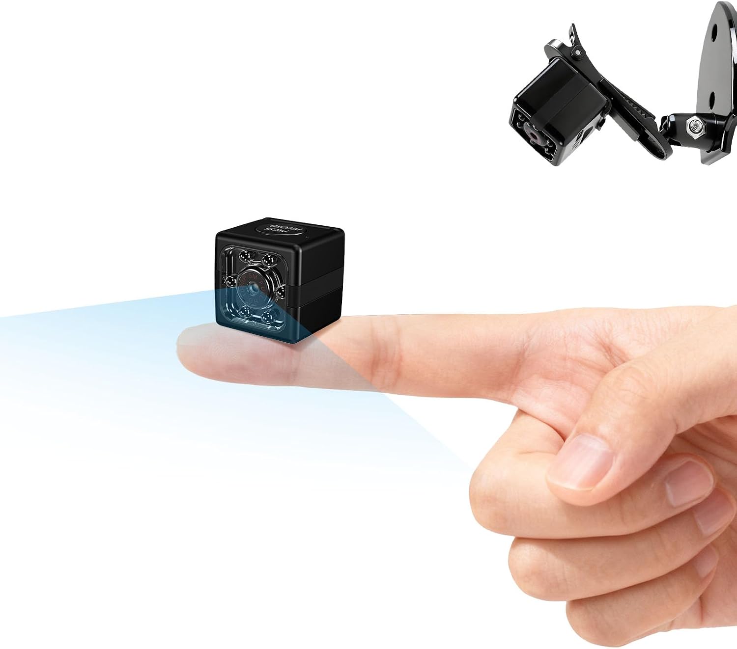 Mini Camara Espia, HD 1080P Camara Oculta Espia Camuflada Invisible, Cámara Espia con Batería, Auto Visión Nocturna y Detección de Movimiento, Spy Camera para Interiores y Exteriores sin Wifi/Internet