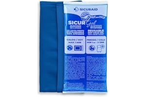Sicuraid Ghiaccio Gel Riutilizzabile Made in Italy | Impacco Caldo Freddo per Dolori Muscolari e Gonfiori | Borsa Ghiaccio Corpo con Sacca Protettiva (1 Pezzo Grande + 1 Sacca)