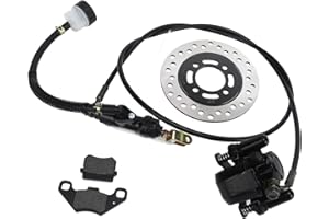 PLPLAAOO Go Kart Hydraulic Rear Disc Brake Caliper System,Disc Brake Kit,Go Kart Brakes,Rear Disc Brake Caliper System Rear Brake Master Cylinder Caliper Assembly Brake Disk Rotor Brake Pad