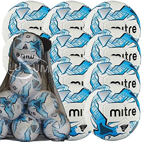 10 x Mitre Impel Training Footballs with a Lusum Mesh Ball Bag (Size 4)