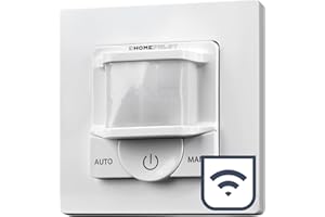 HOMEPILOT Bewegungsmelder smart, inkl. Timer z.B. für Treppenhaus, Empfindlichkeit Bewegungssensor & Helligkeitssensor einstellbar, Lichtsteuerung 230V (Smart Home App via Gateway Premium)