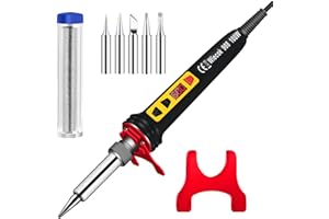 WIECOK Lötkolben Set 100W LCD, Soldering Iron mit Einstellbar Temperatur 200-600°C Lötkolben mit Ein/Aus Schalter, 15g Lötdraht, 5 Lötspitzen, Lötset für Elektrische Arbeiten-Schwarze