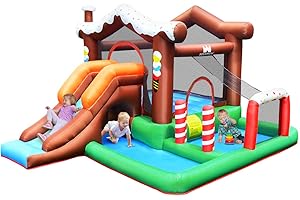 COSTWAY Castello Gonfiabile Per Bambini, Con Scivolo, Parete per Arrampicarsi, Borsa di Trasporto e Kit di Riparazione, Per 3 Bambini 3-10 Anni, Regalo Perfetto per Bambini