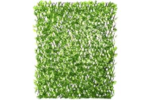 RUNADI Jardin Artificiel - Treillis Extensible en Bois de Saule Feuillage Artificiel Lierre Clair