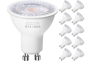 Levidon GU10 LED Bulbs, Warm White 2700K, 5W LED GU10 Spotlight Bulb, 50W Halogen Spotlight, 220-240V 362LM 38 Degree Narrow Beam Angle Energy Saving Non-dimmable Pack of 10