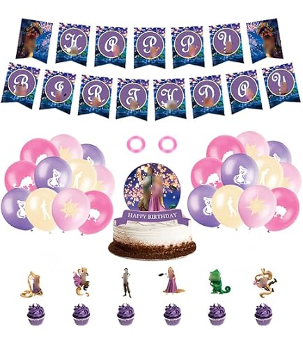 Kit Decorazioni Rapunzel - 80 Pezzi Per Feste Compleanno Bambina, Tema Principessa