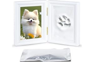 Demarsen Pfotenabdruck Set Hund und Katze, 23×15cm Holz Bilderrahmen Pfotenabdruck, 3D Pfotenabdruck Set mit Bilderrahmen für Abdruck Set Hundepfote Geschenk Hund Wanddekoration