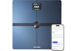 WITHINGS Body Smart - Balance connectée WIFI avec composition corporelle avancée (Poids, Masse grasse/ Musculaire/ Osseuse, Eau, Indice de graisse viscérale), Balance pèse personne, Noir