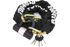 FD-MOTO 1.2M*10mm Steel Heavy Duty Anti-Theft Motorbike Chain Lock Padlock Motorcycle Bike Scooter Bicycle Lock Black&White