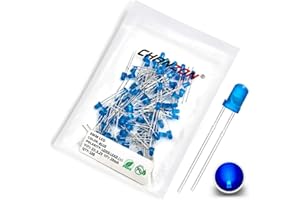 CHANZON 100pcs 3mm Bleu Diffusé LED Diode Lumières (lentille colorée givrée ronde DC 3V 20mA) Ampoule Lampes Composants électroniques Indicateur Diodes électroluminescentes