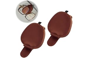 SuQurtom 2 Pack Brillenhalter für Auto Sonnenblende, Echtes Leder Auto Sonnenbrillenhalter, Magnetische Visier Sonnenbrille Clip Ticket Halter (Braun)