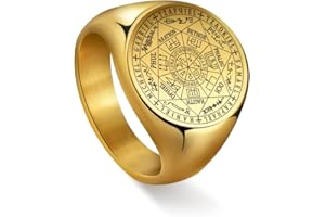 Amaxer Sept Archanges Anneau pour Hommes En Acier Inoxydable Le Sceau De Salomon Tetragrammaton Archanges Protection Anneau Déclaration Bande pour Hommes Femmes