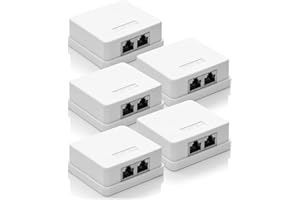 deleyCON 5x Presa Rete CAT 6a 2x Connessioni di Rete RJ45 FTP Protetto Montaggio Semplice 10 Gbit Ethernet LAN Cavi Patch - Bianco