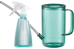 Vaupan Regadera de plantas de acero inoxidable con boquilla larga de 500 ml para regar plantas interiores y exteriores, suculentas y flores (1 litro) verde)