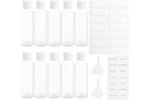 TRUEIN 10 Bottiglie di Viaggio Plastica, 60 ml Flaconi per La Cosmetica Trasparenti con Due Imbuti, Bottigliette da Viaggio Aereo, Contenitori Cosmetici Riutilizzabili per Shampoo Lozioni Liquide Creme