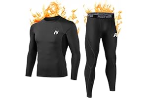 MEETWEE Ensemble de sous-Vêtements Thermiques Homme, Sport Base Layer Maillot Manches Longues + Pantalon Quick Dry Sou Vetement pour L'entraînement Ski Running Randonnée