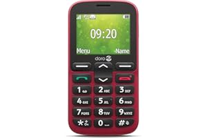 Doro 1380 Unlocked 2G Network ONLY Dual SIM Mobile Phone for Seniors with 2.4" Display, Camera and Assistance Button [UK and Irish Version] (Red)
