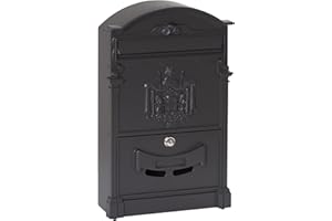 ARREGUI Residencia D-2151/N indywidualna skrzynka na listy z aliminium w klasycznym stylu, rozmiar M (DIN A4), czarna, 42 x 26 x 9 cm