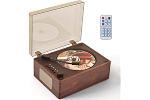 MIUAHE Portable CD Player for Home HiFi Speaker Bluetooth USB/AUX/Type-C Retro DVD Player Remote Control Personal CD Players for Car Kids Study Travel (Retro Brown)