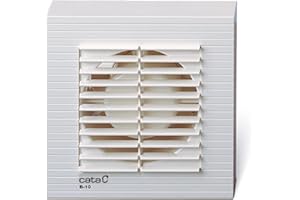 Cata Extractor de Baño B-10 con protector Térmico Potencia 15W Peso 0,6KG Ligero y Silencioso 41 dB 2500 r.p.pm Color Blanco