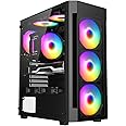 iONZ Gaming PC Computer Mini Tower Case M/ATX Tempered Glass - Performance Series. (KZ27 Inc 4 RGB Fans)
