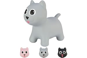 Hoppimals Tootiny Animal Gonflable à Sauter Chat, Animal à Sauter, Jouet Gonflable à Sauter - Stimule la motricité - A partir de 12 Mois - avec Pompe à air Incluse