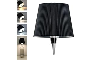 Nixtrve LED Flaschenlampe Kabellos mit Touch, 3 Farben Stufenlos Dimmbar Flaschenleuchte, Tragbare Akku Tischlampe für Flaschenaufsatz, Deko & Outdoor (Schwarz)