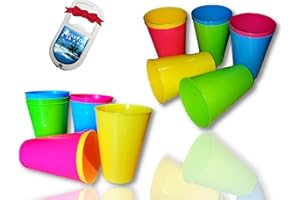 lurensa 16 Vasos plastico duro irrompible de 450ml Colores atractivos para niños y adultos. Reutilizables para fiesta, bebidas frías, calientes y multifuncionales en el hogar, incluye destapador