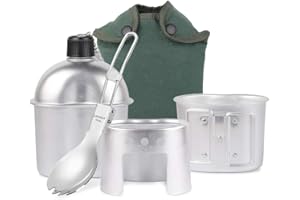 Lixada Gourde - Set di pentole Militari, 3 Pezzi, in Alluminio, Militare, per Campeggio, Escursionismo, Zaino