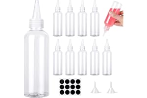 Amentalove 12 Stück 100ml Quetschflaschen Kunststoff, Klein Squeeze Flaschen, Spritzflaschen mit Trichtern Etiketten für Flüssigkeiten, öl, Sauce, Pigment-Aufbewahrungsflaschen, Dressingshaker