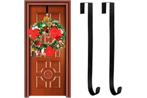 Meschett 2 Pezzi Gancio Porta Ghirlanda Porta Anteriore,15 Pollici Gancio in Metallo sopra la Porta per Decorazioni Natalizie e Feste,Vestiti appesi,ghirlande ect (Nero)