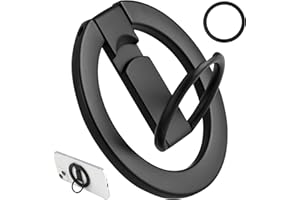 POELOISY Anneau de Support Magnétique pour Téléphone avec Double Charnière 360°/180°, Support de Bague Réglable en Alliage de Zinc, Compatible avec iPhone 17/16/15/14/13/12 Pro Max et Android, Magnétisme N52